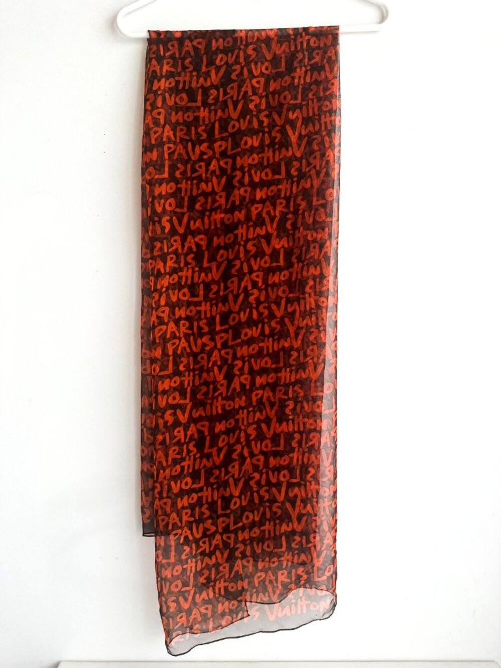 Louis Vuitton x Stephen Sprouse Brown/Orange Silk Graffiti LV Monogram Scarf